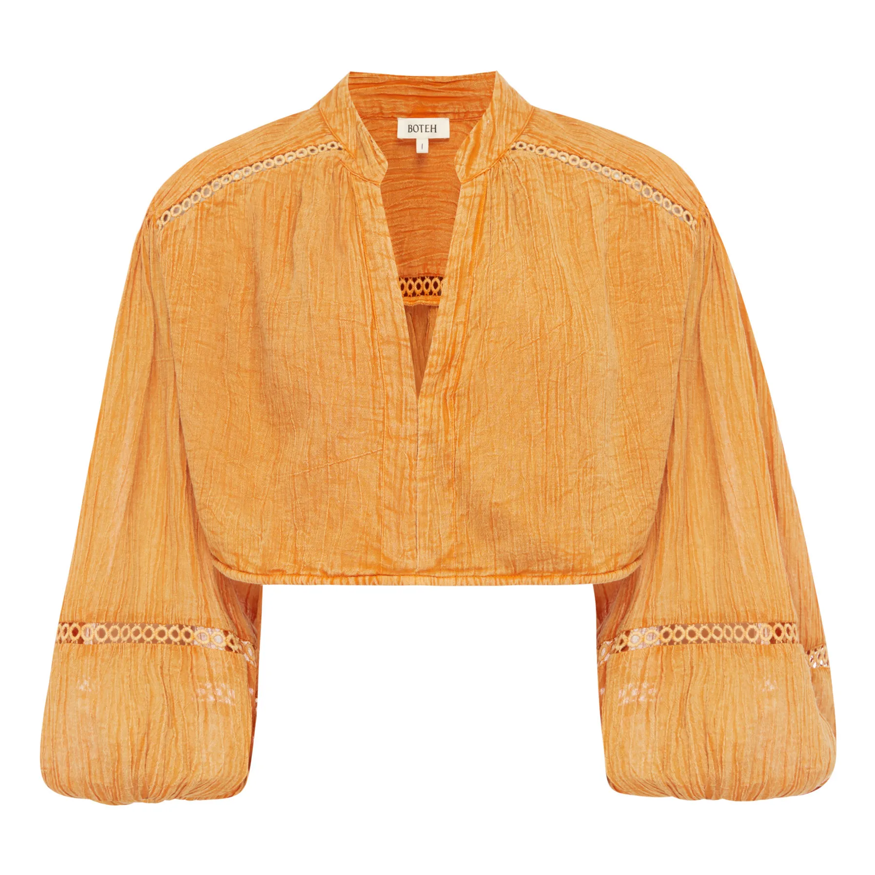 Boteh Yellow Cropped Cotton Muslin Blouse