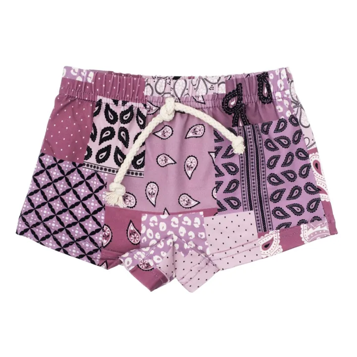 Short de Bain Imprimé Bandana | Mauve- Image produit n°0