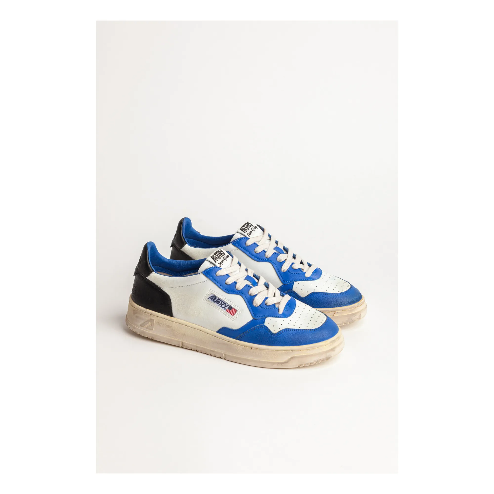 Baskets Super Vintage Low Cuir Bicolore | Bleu- Image produit n°1