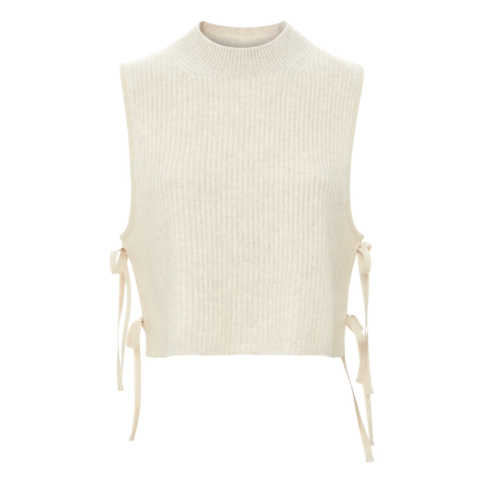 Vanessa Bruno Ania Sleeveless Merino Wool Vest Beige Smallable