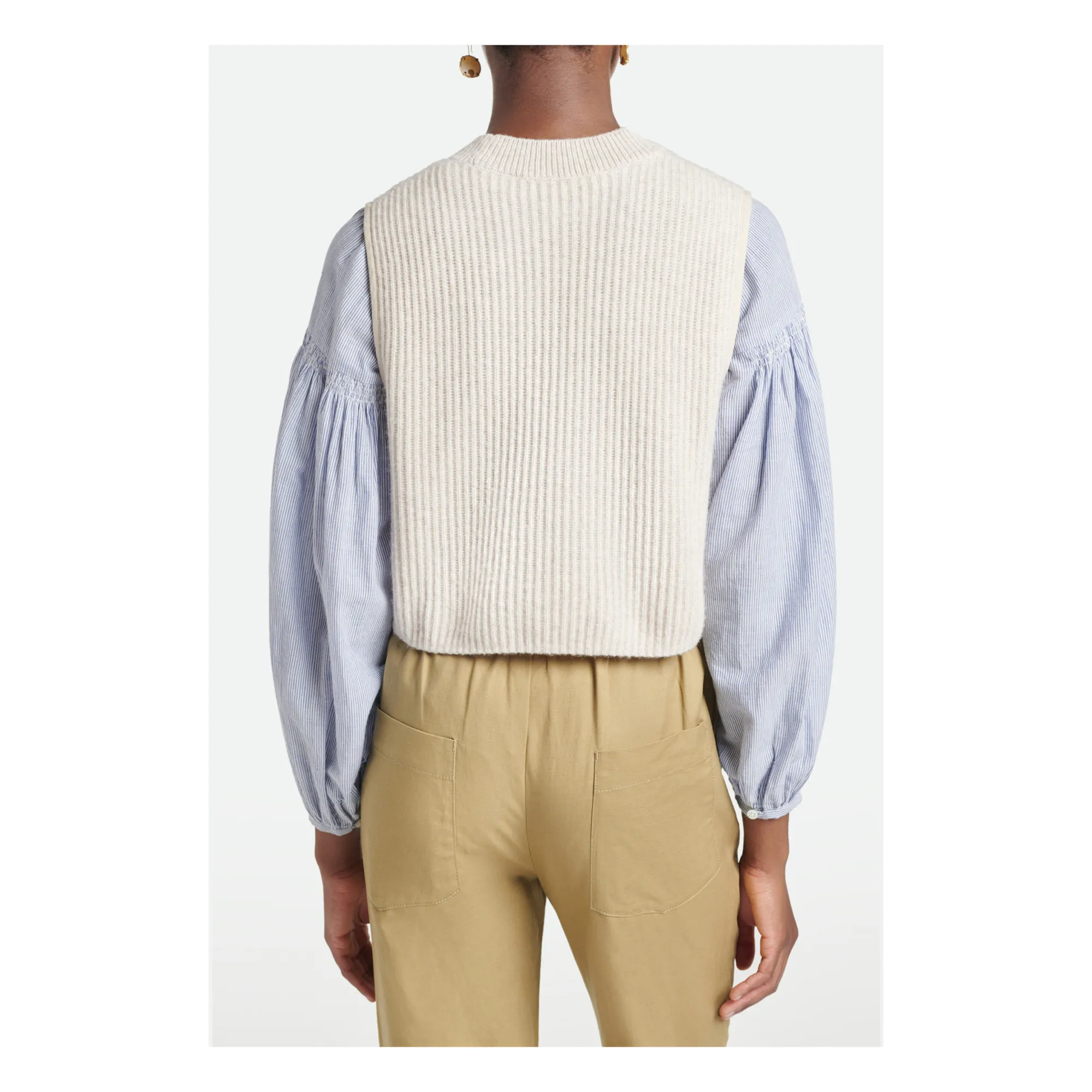 Vanessa Bruno Pull Sans Manches Ania Laine Mérinos Beige