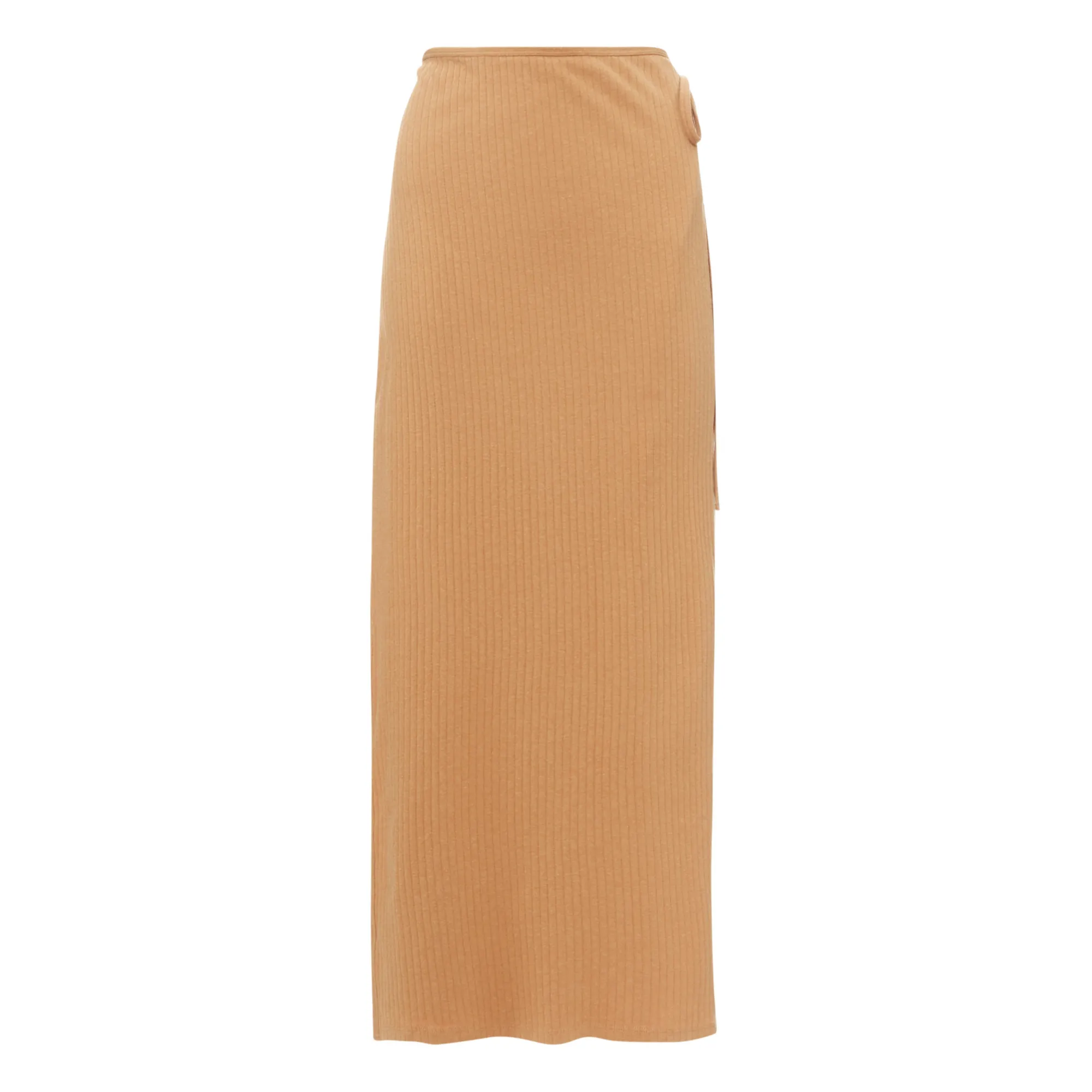 Baserange Beige Brig Organic Cotton Ribbed Wrap Skirt