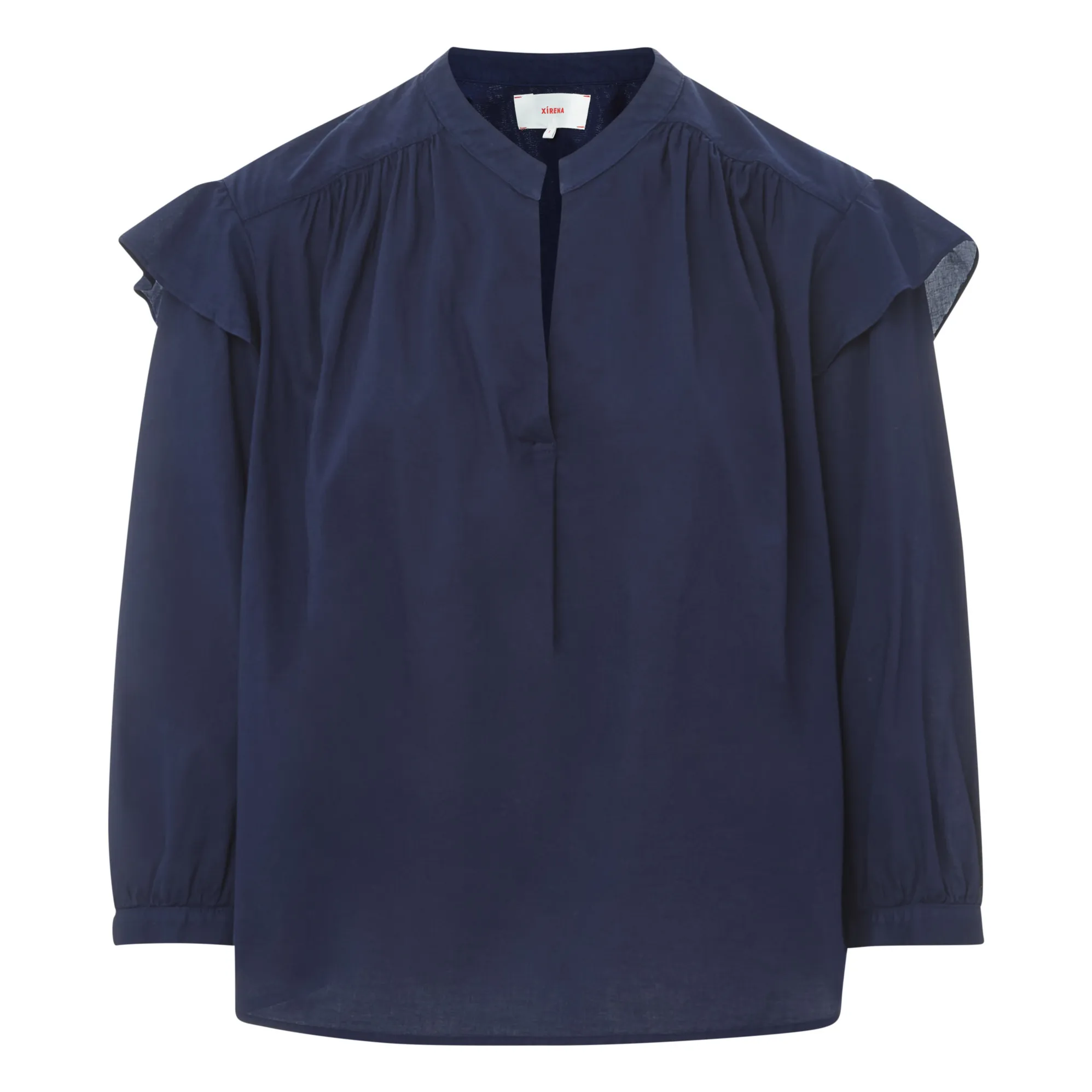 Xirena Navy Blue Aria Cotton Poplin Blouse
