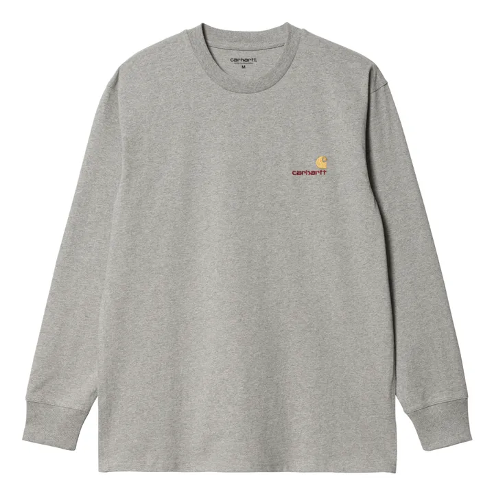 T-shirt ML American Script Coton | Gris chiné- Image produit n°0
