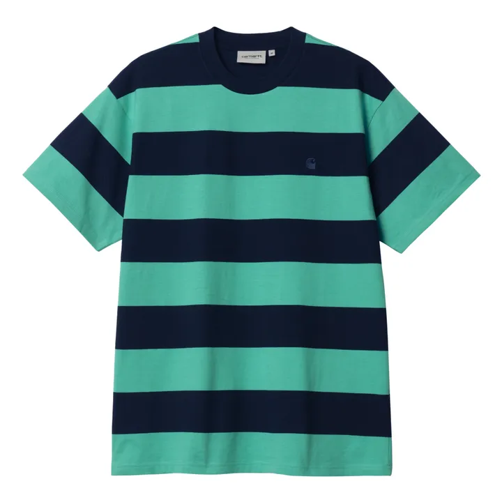Camiseta de algodón a rayas Dampier | Verde Jade- Imagen del producto n°0