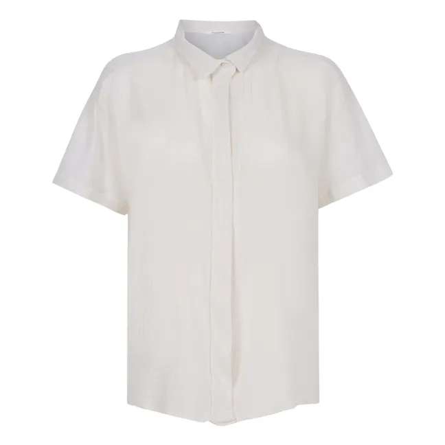 Short Sleeve Cotton Crepe Shirt | White