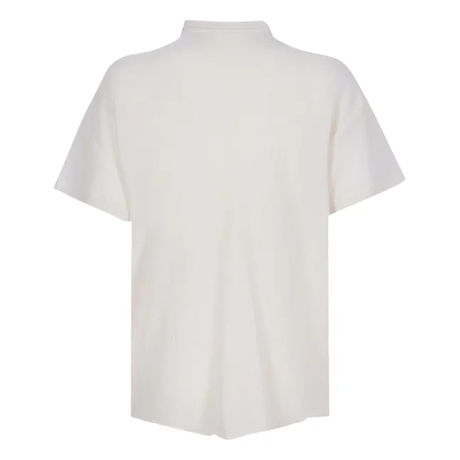 Short Sleeve Cotton Crepe Shirt | White