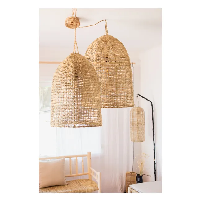 Light Fixture & Palm Leaf Ceiling Canopy