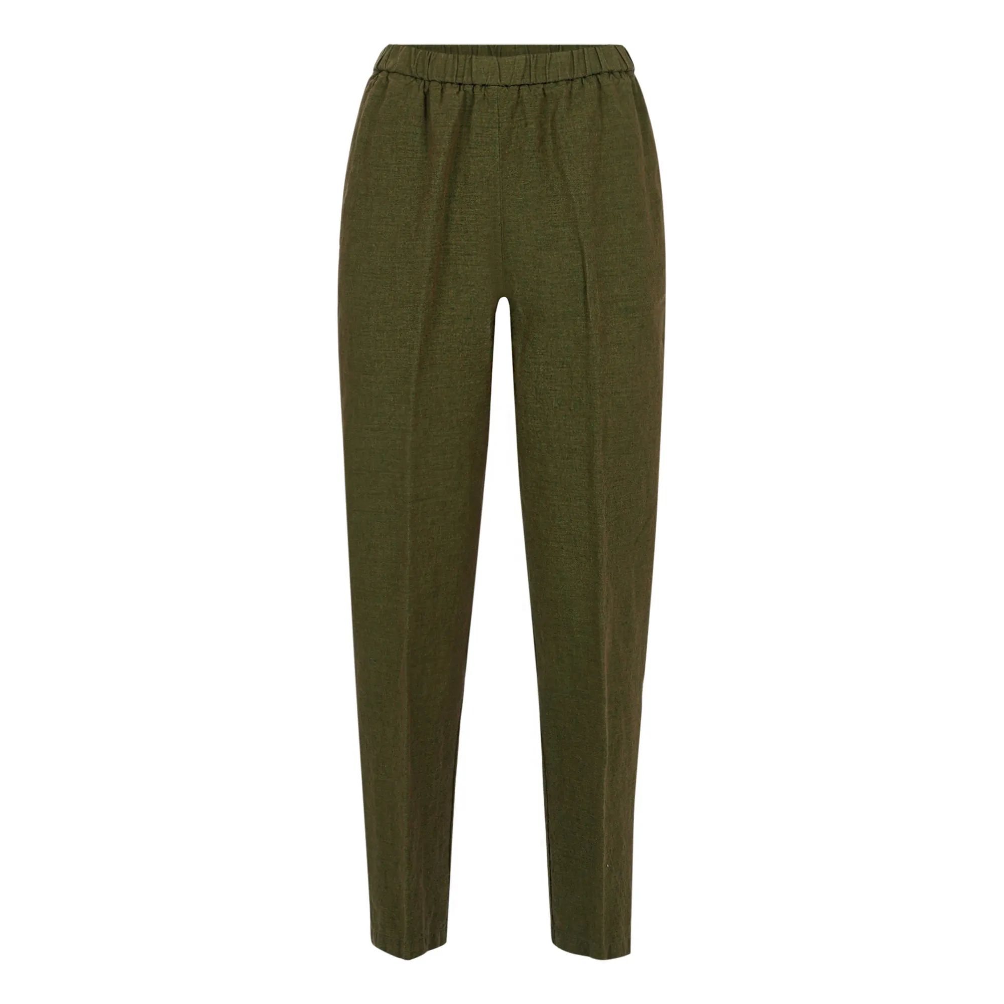 Pomandère Green Stretchy Cotton And Linen Trousers
