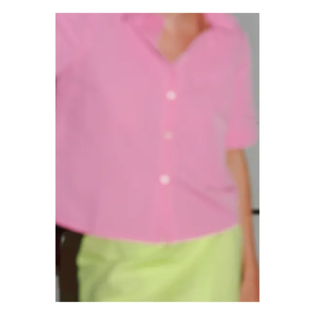 Linen Short Sleeve Shirt | Fuchsia