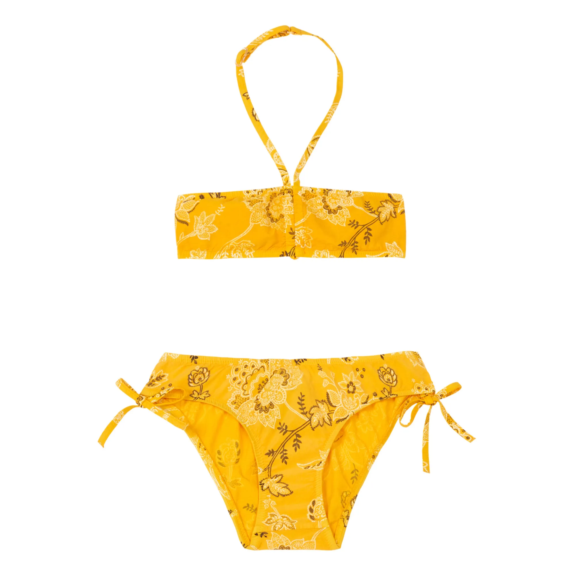 Sunchild Yellow Marathi Printed Two-Piece Swimsuit