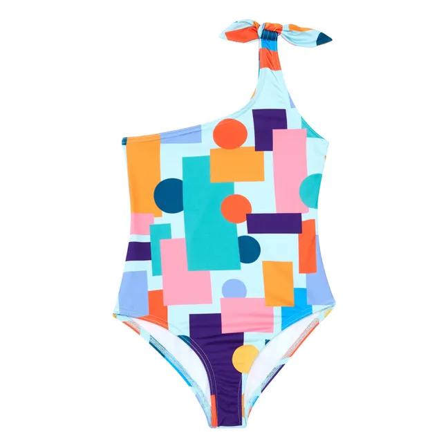 Maillot de Bain 1 pièce Asymétrique Imprimé Ronnie | Bleu ciel