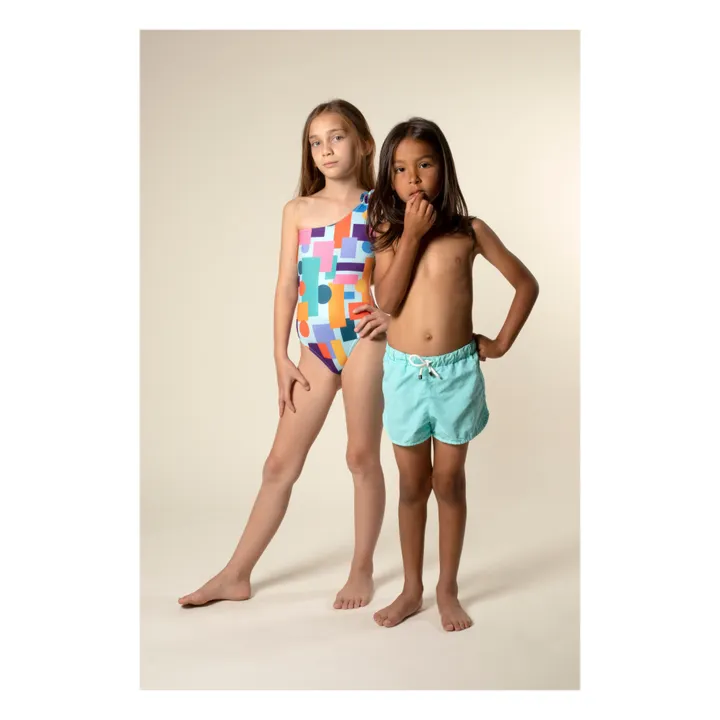 Maillot de Bain 1 pièce Asymétrique Imprimé Ronnie | Bleu ciel- Image produit n°1