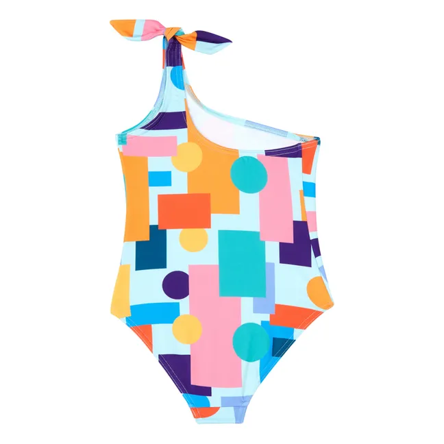 Maillot de Bain 1 pièce Asymétrique Imprimé Ronnie | Bleu ciel