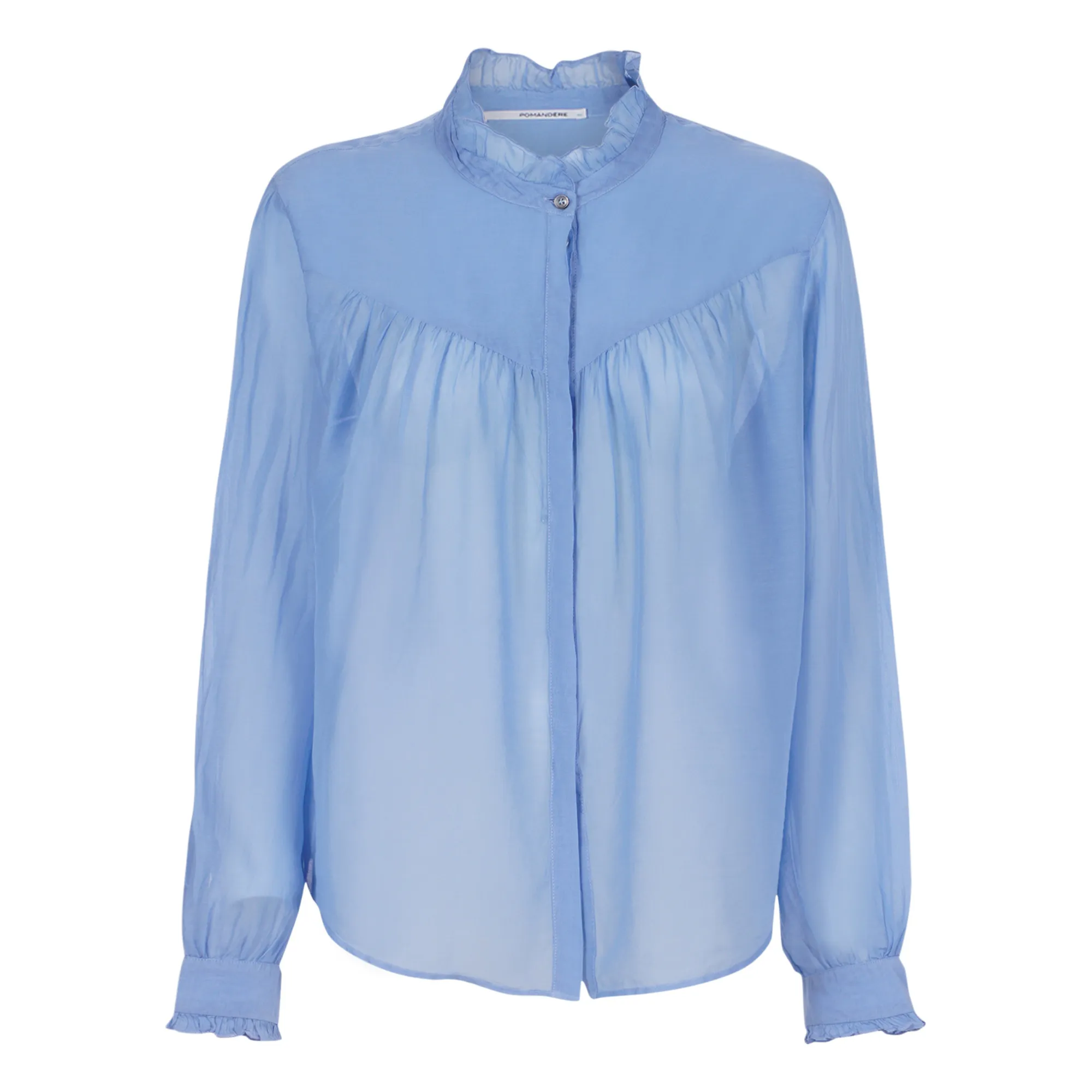 Pomandère Blue Cotton Muslin And Silk Blouse