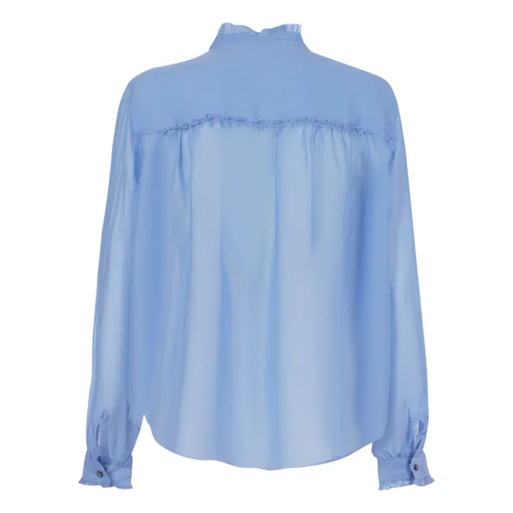 Blouse Mousseline de Coton et Soie | Bleu- Image produit n°4