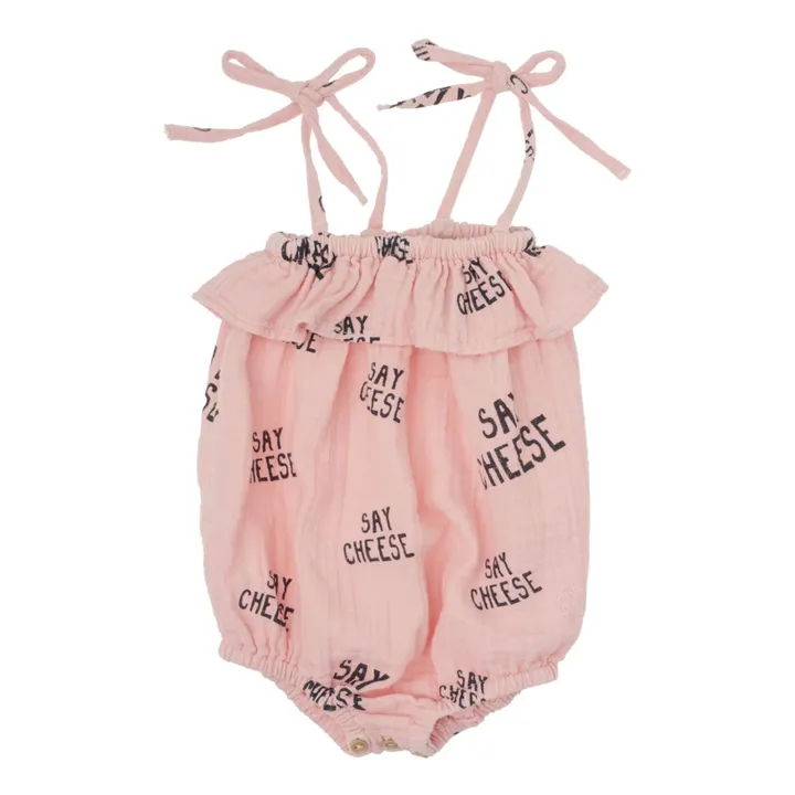 Say Cheese Cotton Gauze Romper | Pale pink- Product image n°0