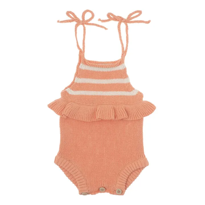 Barboteuse Maille Niña  | Abricot- Image produit n°0
