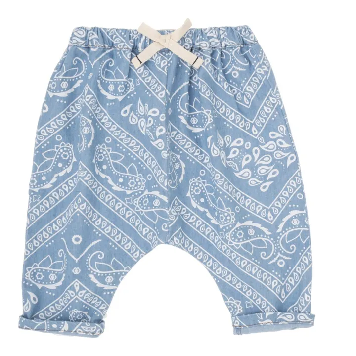 Baby Chambray Printed Harem Pants | Denim blue- Product image n°0