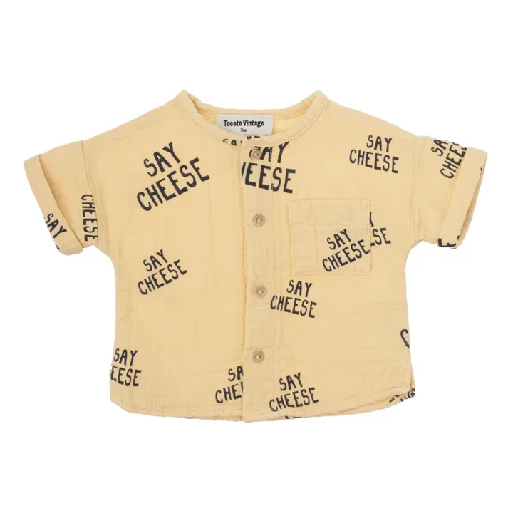 Say Cheese Cotton Gauze Shirt | Pale yellow- Product image n°0
