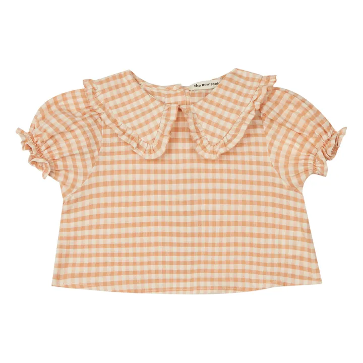 Blouse Coton Bio à Carreaux Petra | Rose pâle- Image produit n°0
