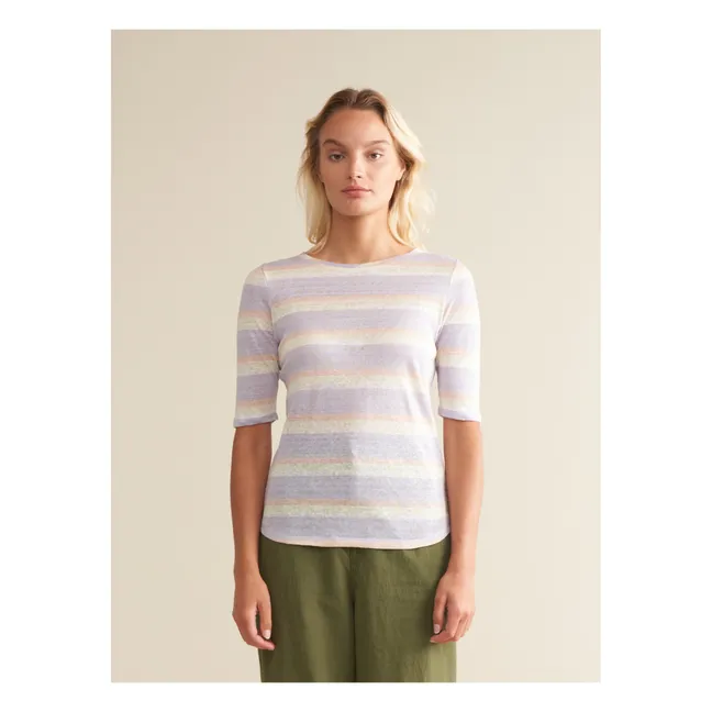 Camiseta de lino a rayas Seas - Colección Mujer | Lavanda