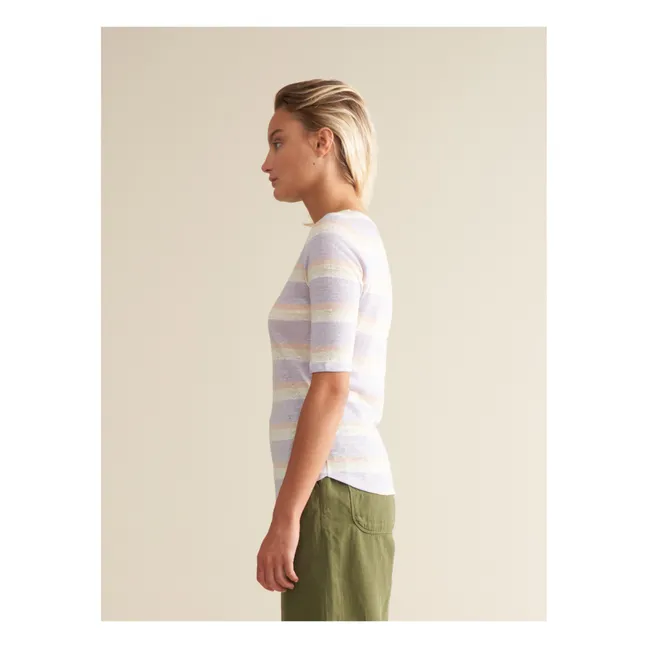 Camiseta de lino a rayas Seas - Colección Mujer | Lavanda