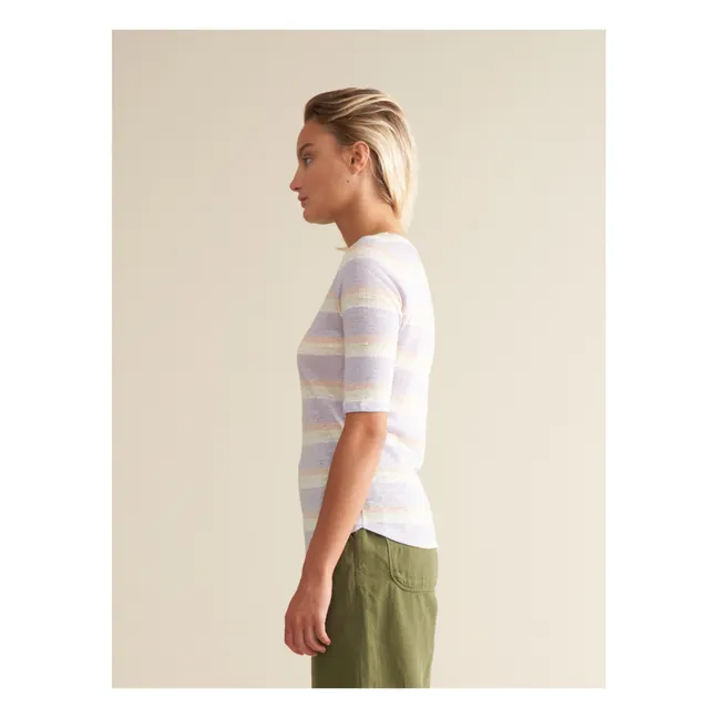Seas Striped Linen T-shirt - Women's Collection | Lavender