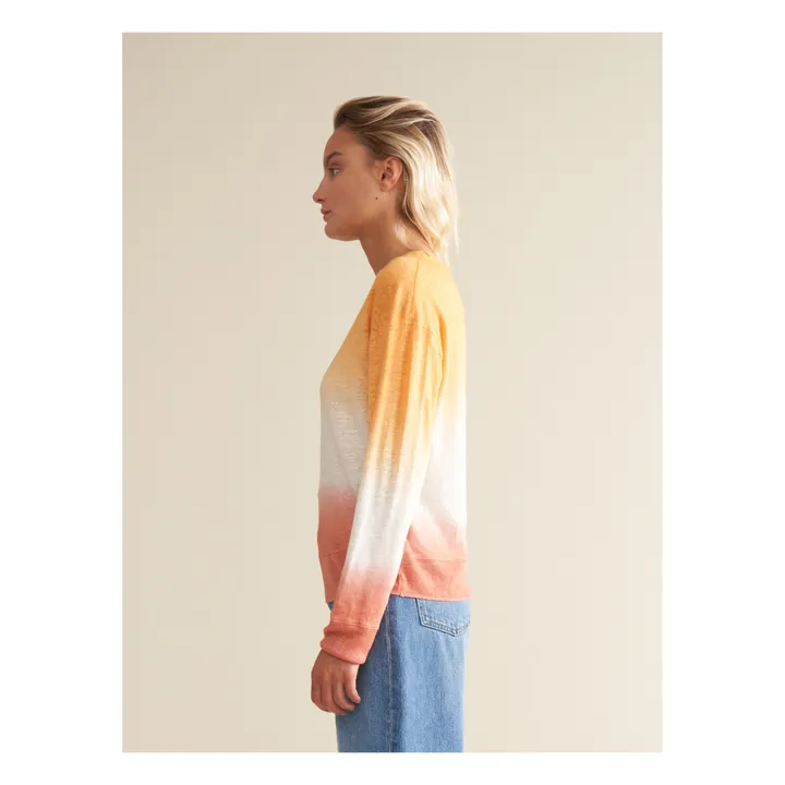 Camiseta de lino Senia Tie & Dye Linen - Colección Mujer | Naranja- Imagen del producto n°2