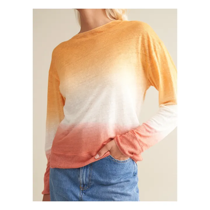 Camiseta de lino Senia Tie & Dye Linen - Colección Mujer | Naranja- Imagen del producto n°3