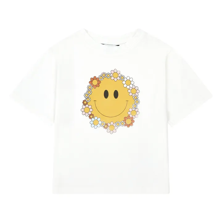 Weites T-Shirt FlowerSmile aus Bio-Baumwolle | Grauweiß- Produktbild Nr. 0