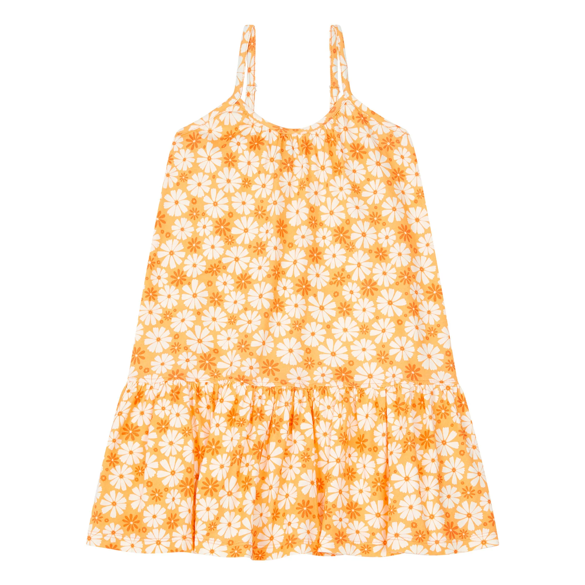 Hundred Pieces Orange Organic Cotton Retro Flower Maxi Dress