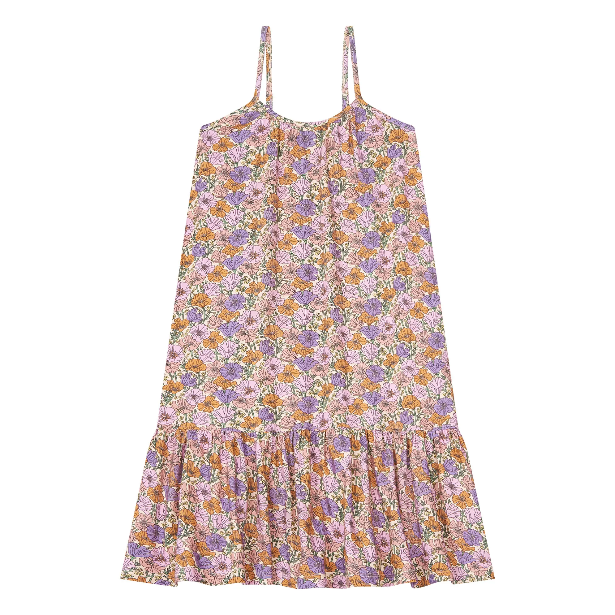 Hundred Pieces Orange Organic Cotton Romance Flower Maxi Dress