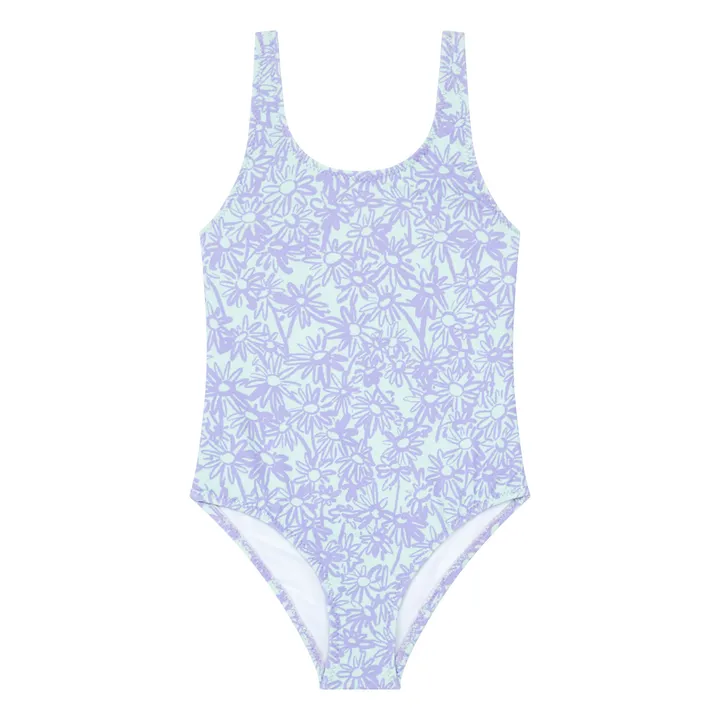 Pastel Flower Printed Swimsuit | Green water- Product image n°0