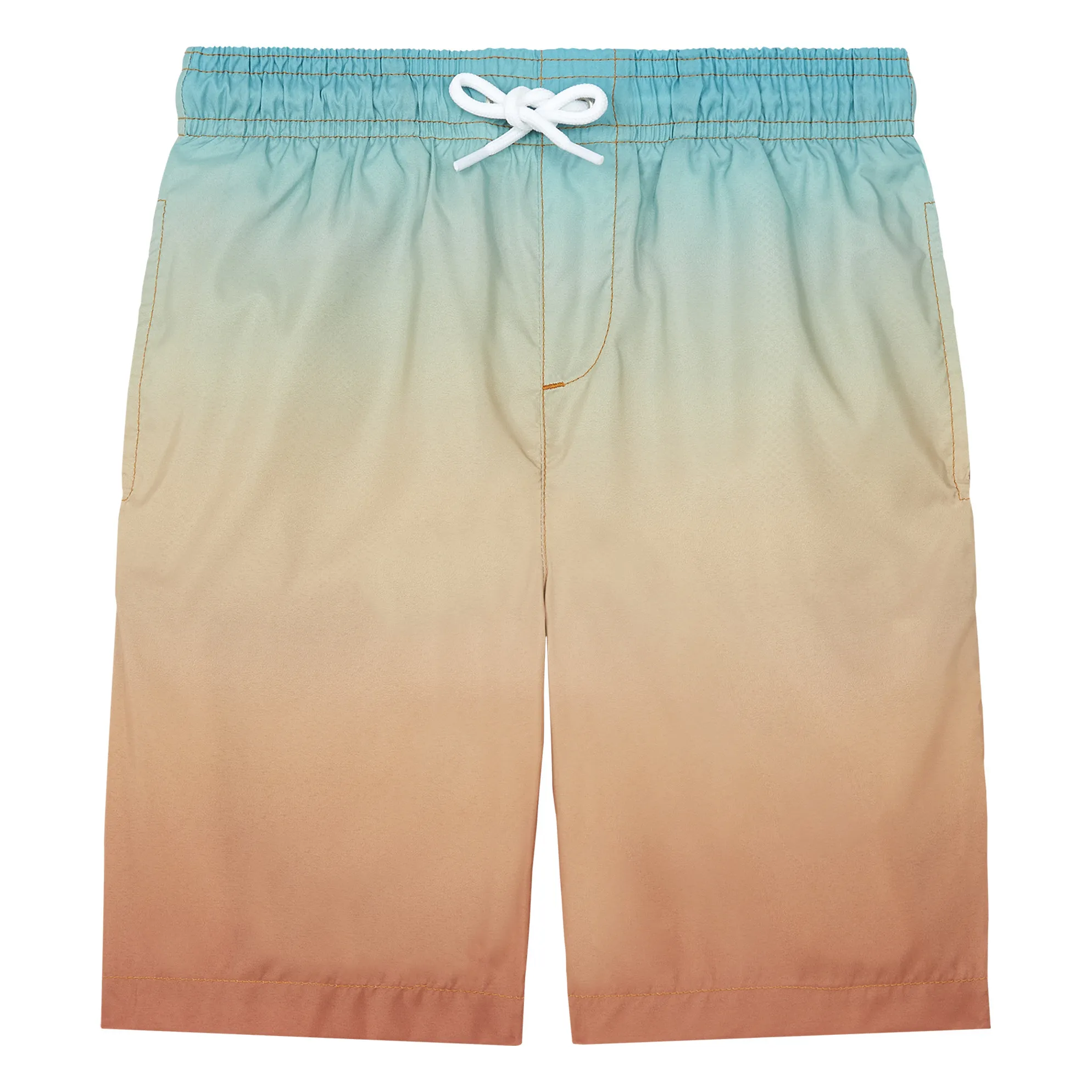 Hundred Pieces Green Gradient Printed Long Swim Trunks