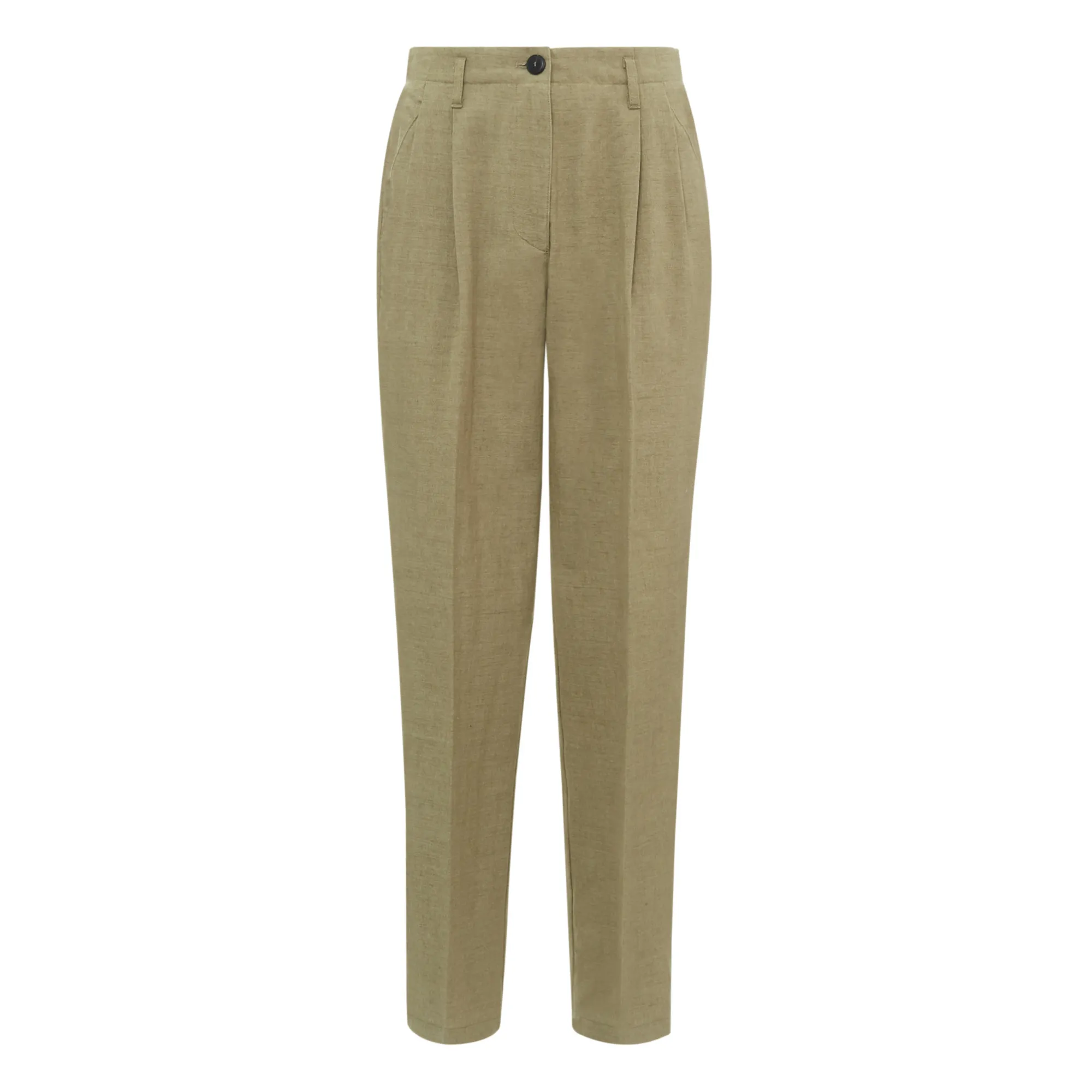 Pomandère Taupe Brown Cotton And Linen Carrot Pants