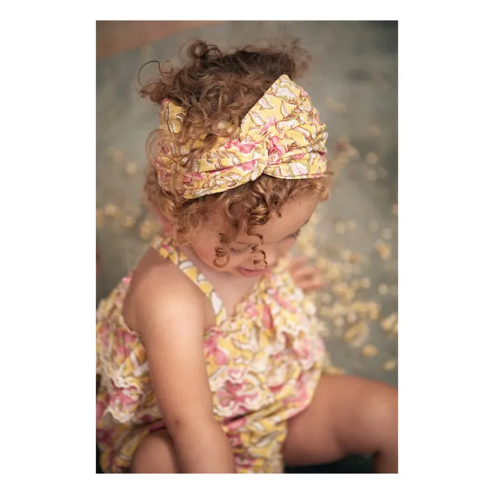 Cinta para el pelo de algodón orgánico de flores Yuriria | Amarillo- Imagen del producto n°1