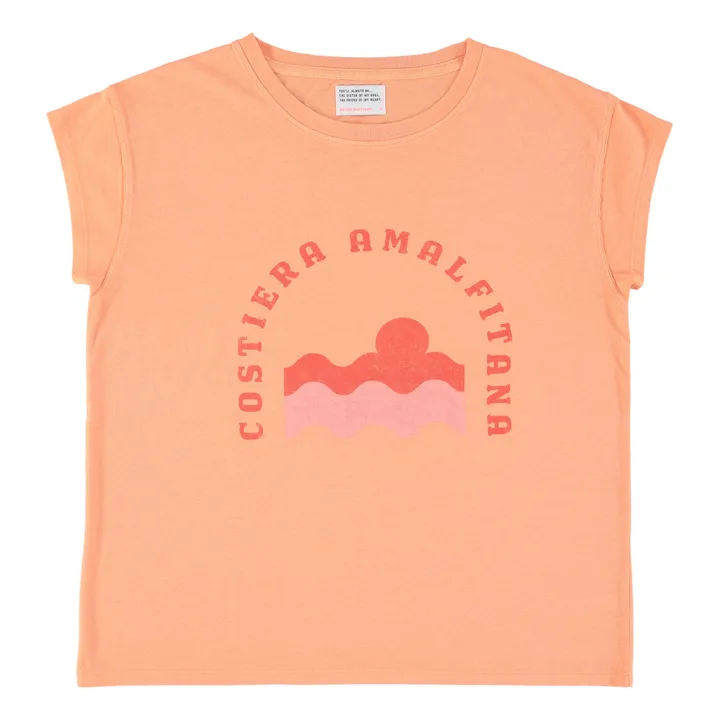 T-Shirt Louise Baumwolle und Leinen | Korallenfarben- Produktbild Nr. 0