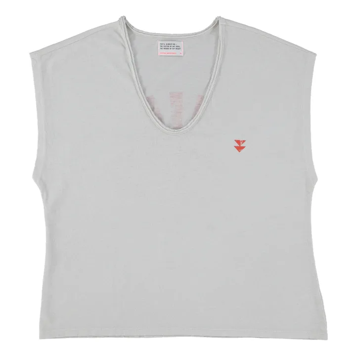 Camille Cotton and Linen T-Shirt | Light grey- Product image n°1