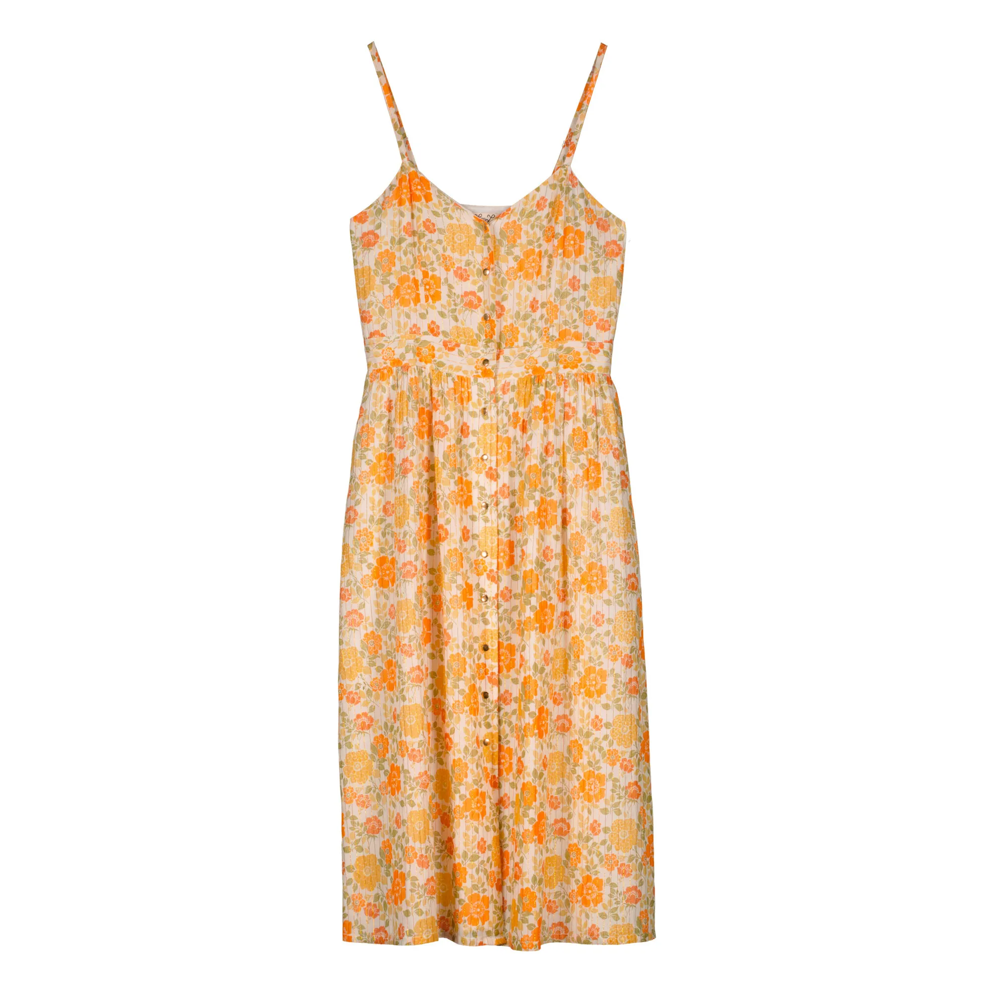 Louis Louise Orange Erynette Floral Lurex Strappy Dress