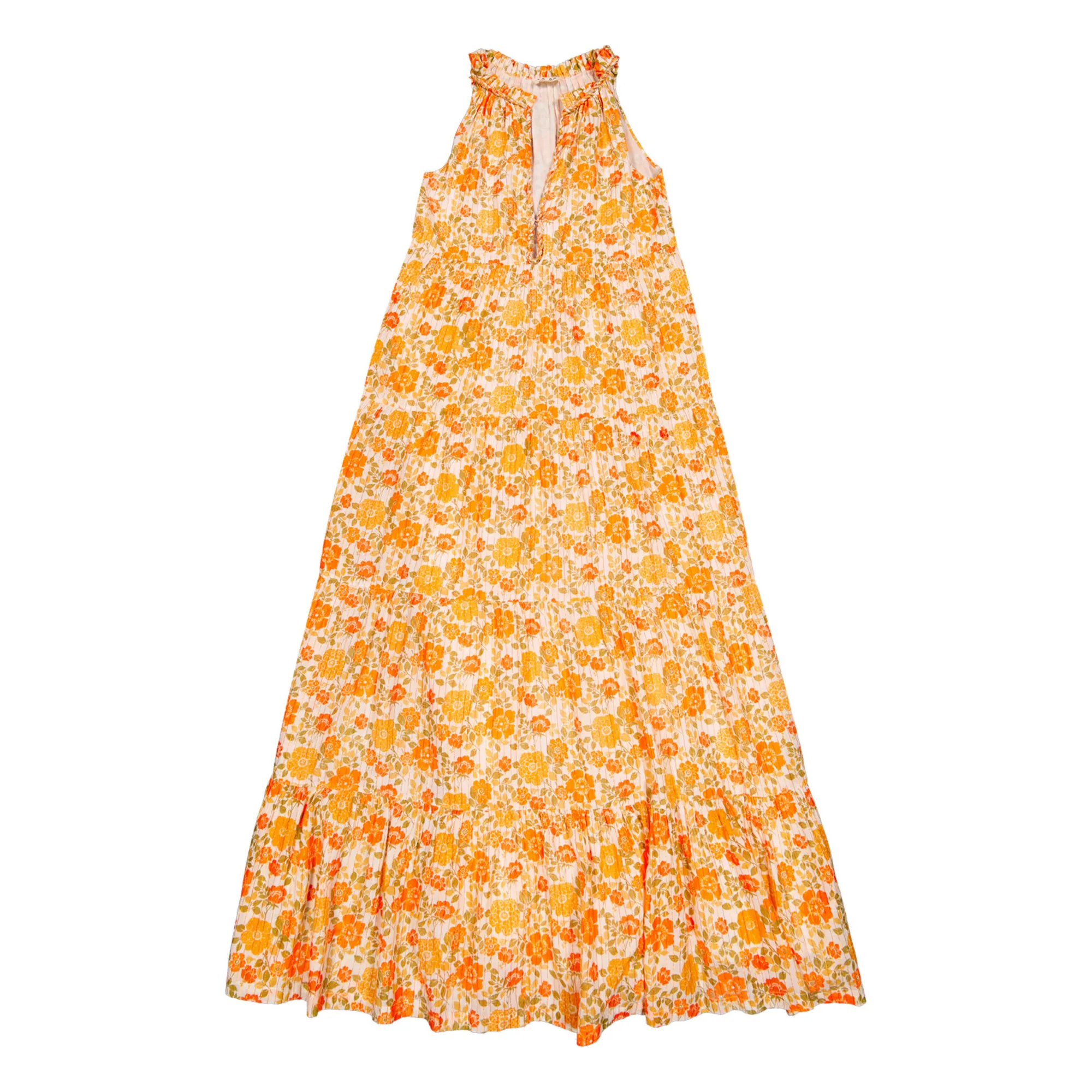 Louis Louise Orange Rihanna Floral Lurex Dress