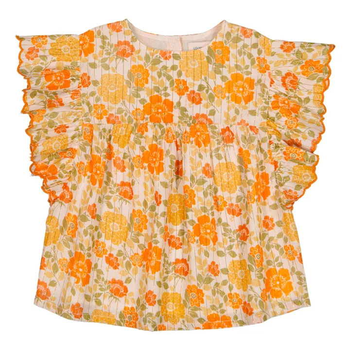 Blouse Lurex Fleurie Jasmin | Orange- Image produit n°0