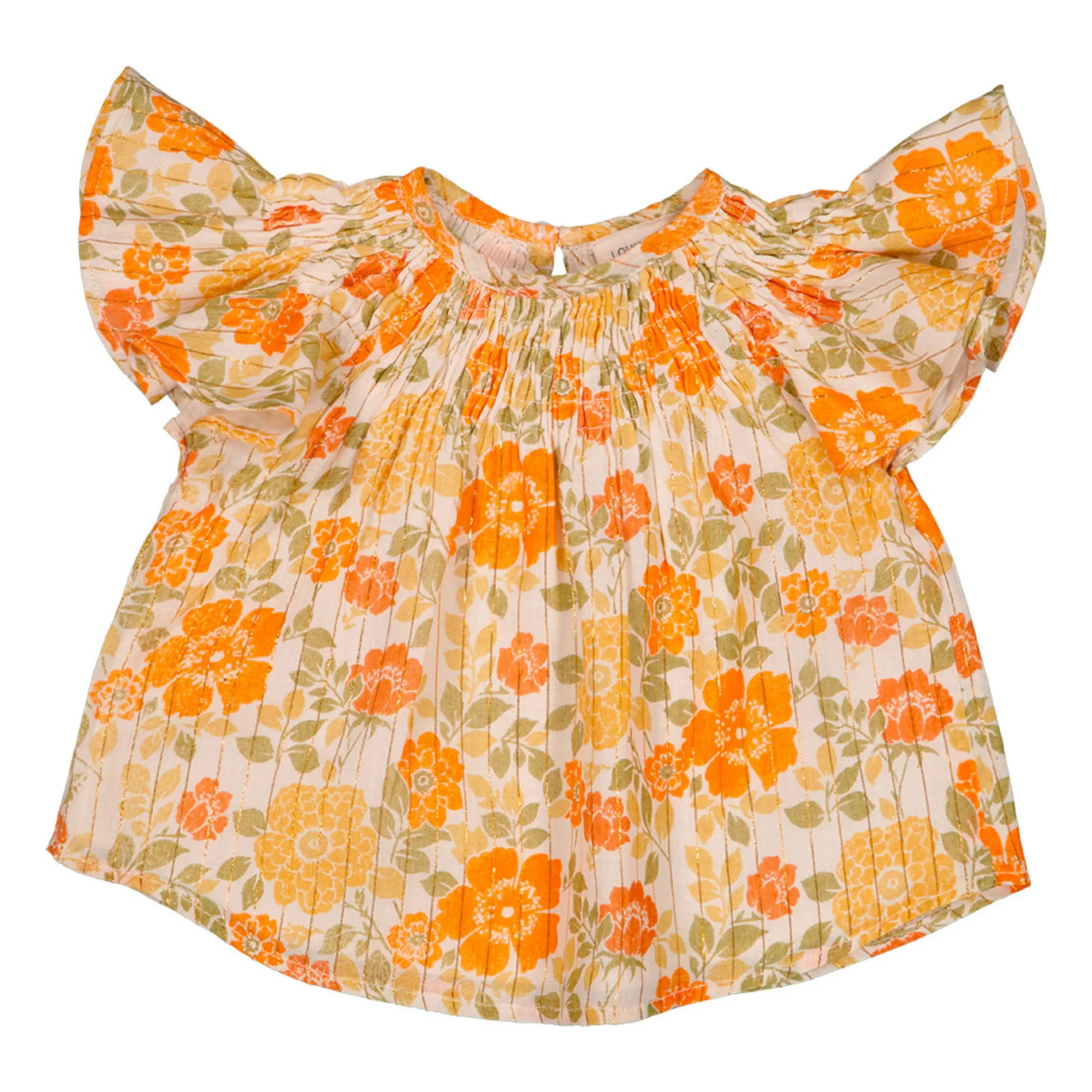 Louis Louise Orange Soleil Floral Lurex Blouse