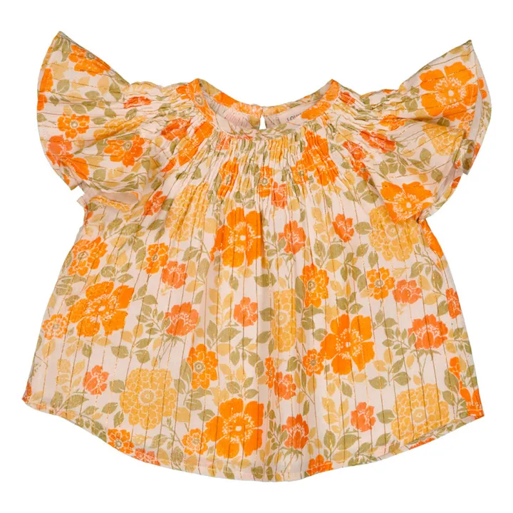 Bluse Lurex Blumenmuster Sonne | Orange- Produktbild Nr. 0