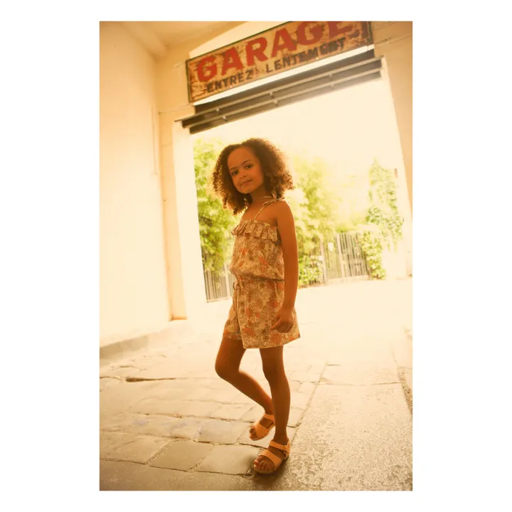 Combishort à Bretelles Lurex Fleurie Hello | Rose pâle- Image produit n°1