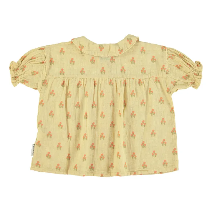 Camisa de gasa de algodón con flores | Amarillo palo- Imagen del producto n°3
