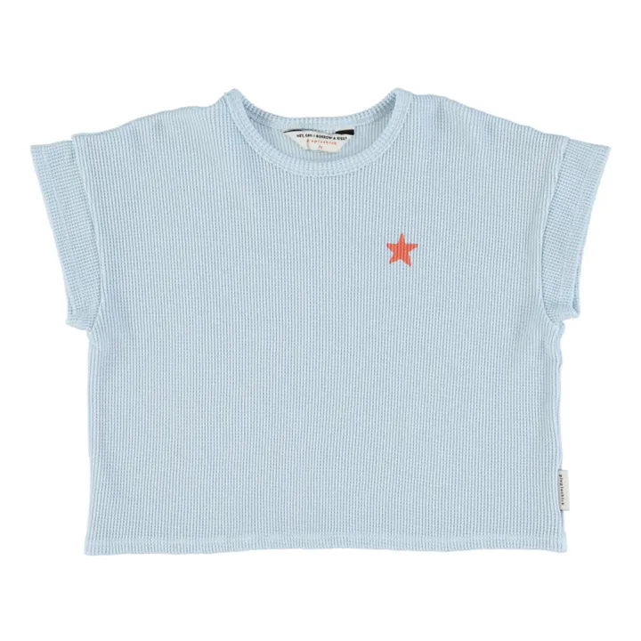 Camiseta de algodón orgánico con logotipo en relieve | Azul Cielo- Imagen del producto n°0
