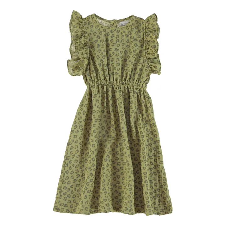 Vestido de gasa de algodón leopardo | Verde Kaki- Imagen del producto n°0
