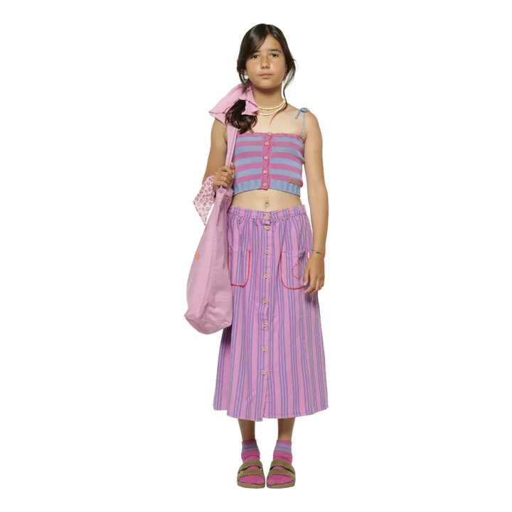 Striped Long Skirt | Fuchsia- Product image n°1