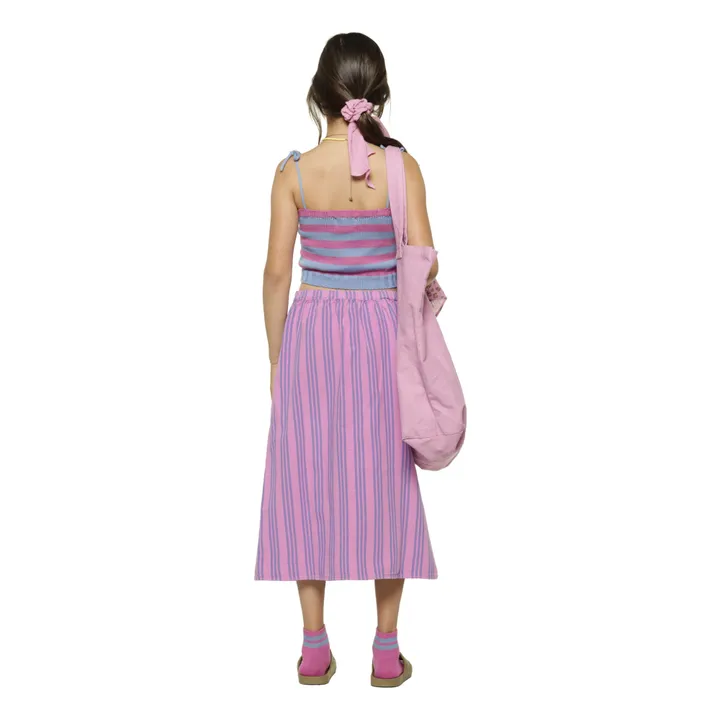 Striped Long Skirt | Fuchsia- Product image n°2
